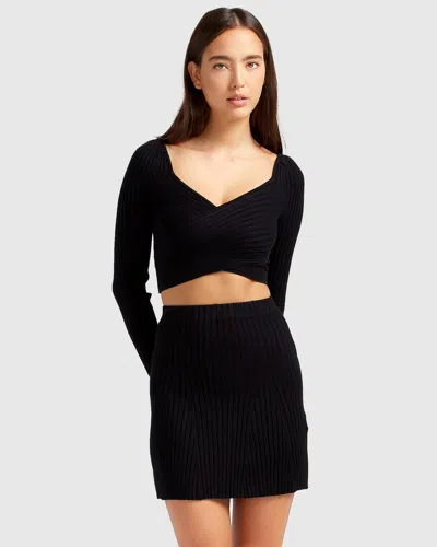 Belle & Bloom C'est Belle Knit Mini Skirt In Black