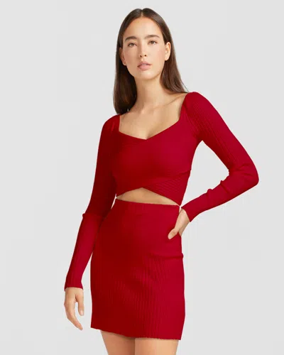 Belle & Bloom C'est Belle Knit Mini Skirt In Red