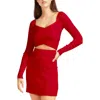 Belle & Bloom C'est Belle Knit Mini Skirt In Red