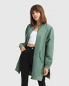 Belle & Bloom Chasing You Long Bomber Jacket In Green