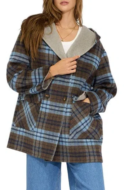 Belle & Bloom Coastal Edit Hooded Wool Blend Coat In Multi