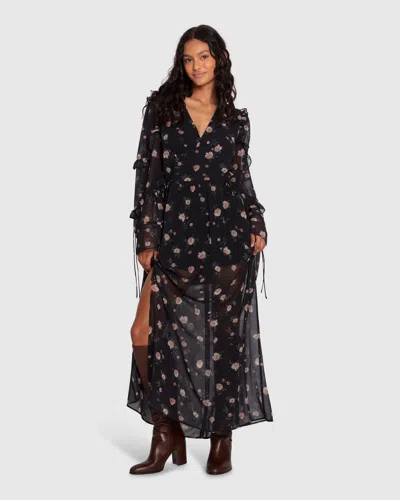 Belle & Bloom Come As You Are Floral Maxi Dress In Black