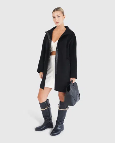 Belle & Bloom Come On Over Trimmed Coat In Black