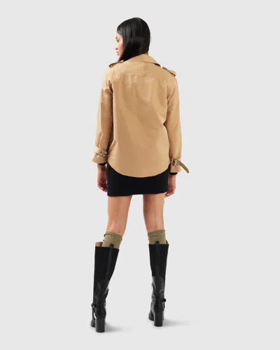 Belle & Bloom Cool Nights Cropped Trench Coat In Green