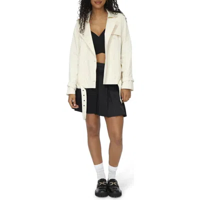 Belle & Bloom Cool Nights Cropped Trench Coat In Off White