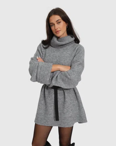 Belle & Bloom Cuddle Me Oversized Tunic Sweater In Gray