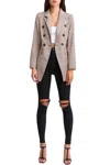 Belle & Bloom Double-breasted Prince Of Wales Checked Woven Blazer In Brown/pink In Neutral