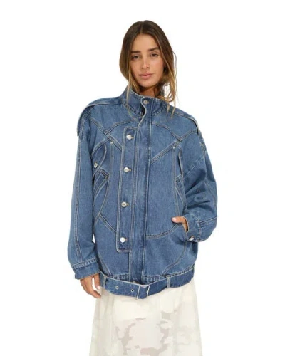 Belle & Bloom Downtown Denim Oversized Jacket In Blue