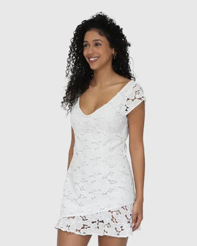 Belle & Bloom Drifting Slowly Lace Mini Dress In White
