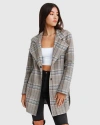 Belle & Bloom New Fit Exboyfriend Wool Blend Oversized Jacket In Oat Plaid