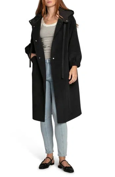 Belle & Bloom Fantasy Land Hooded Wool Blend Coat In Black