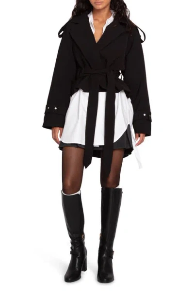 Belle & Bloom Fast Car Crop Trench Coat In Black