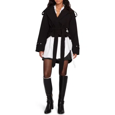 Belle & Bloom Fast Car Crop Trench Coat In Black
