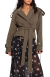Belle & Bloom Fast Car Crop Trench Coat In Military