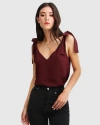 Belle & Bloom Feel For You V-neck Top In Burgundy