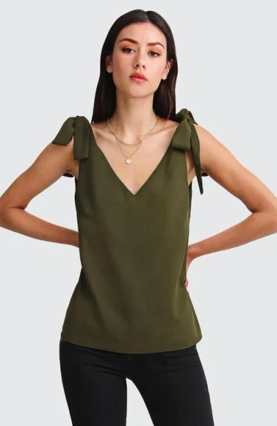 Belle & Bloom Feel For You V-neck Top In Military