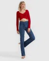 Belle & Bloom Forget Me Not Knit Crop In Red