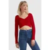 Belle & Bloom Forget Me Not Knit Crop In Red