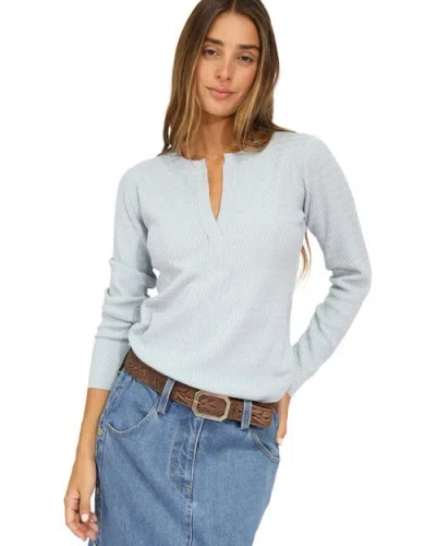 Belle & Bloom Frankie Textured Knitted Long Sleeve Top In Blue