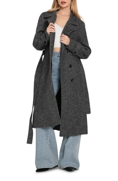 Belle & Bloom Front Runner Belted Coat In Charcoal
