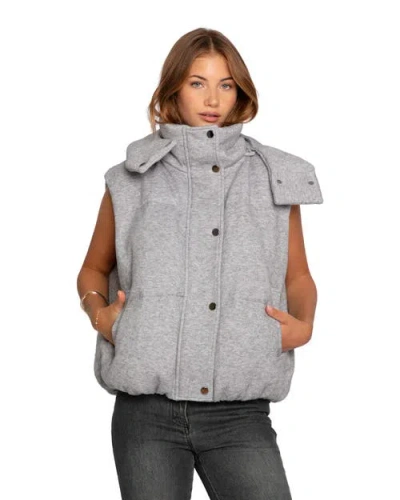 Belle & Bloom Golden Hour Hooded Puffer Vest In Gray