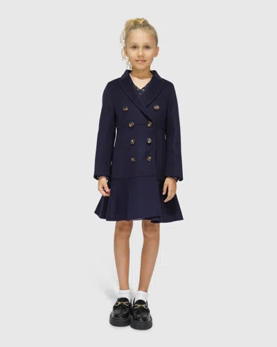 Belle & Bloom Kids' Good Manners Wool Blend Fitted Coat In Blue