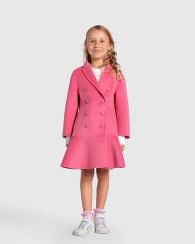 Belle & Bloom Kids'  Good Manners Wool Blend Fitted Coat In Pink