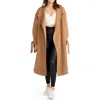 Belle & Bloom Head Over Heels Collarless Robe Coat In Camel
