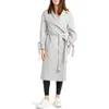 Belle & Bloom Head Over Heels Collarless Robe Coat In Grey Marle