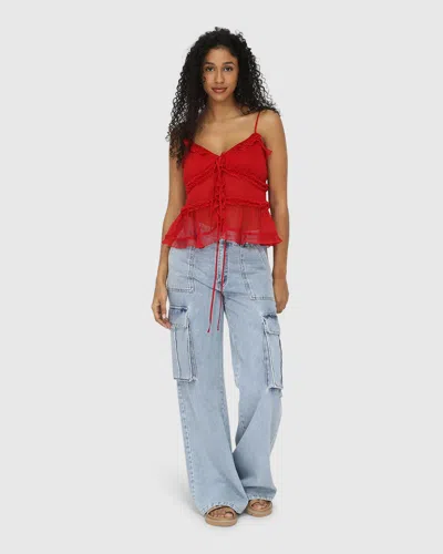 Belle & Bloom Heart Of Glass Chiffon Cami In Red