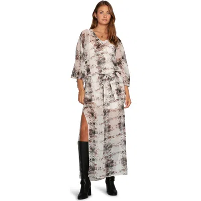 Belle & Bloom Heart On Fire Snake Print Kaftan In Multi