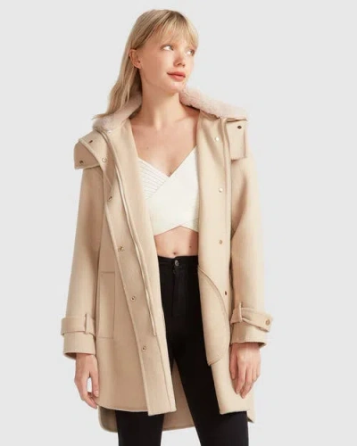 Belle & Bloom Heavy Hearted Detachable Hooded Coat In Pale Oat