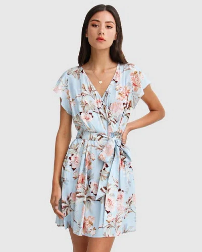 Belle & Bloom I'm The Star Wrap Dress In Blue
