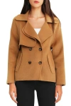 Belle & Bloom I'm Yours Double Breasted Wool Blend Coat In Camel