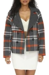 Belle & Bloom I'm Yours Wool Blend Peacoat In Charcoal Plaid