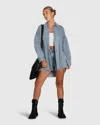 Belle & Bloom Into Him Oversized Denim Shirt In Multi