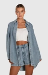 Belle & Bloom Into Him Oversized Denim Shirt In Stonewash