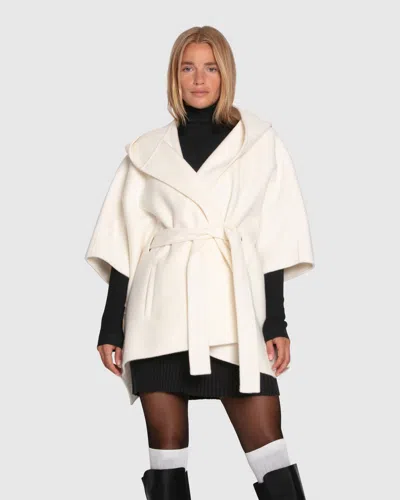 Belle & Bloom Jackson Landing Wool Blend Cape Coat In White