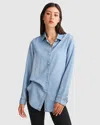 Belle & Bloom Keep Me Wild Denim Top In Multi