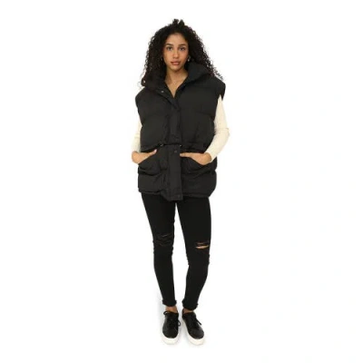 Belle & Bloom Landslide Zip Off Puffer Vest In Black