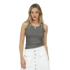 Belle & Bloom Last Time Ribbed Tank Top In Gray