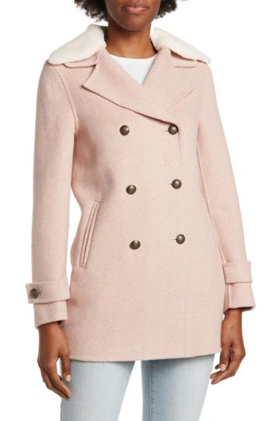 Belle & Bloom Liberty Faux Shearling Collar Coat In Blush