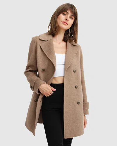 Belle & Bloom Liberty Sherpa Collar Wool Blend Coat In Brown