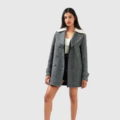 Belle & Bloom Liberty Sherpa Collar Wool Blend Coat In Grey