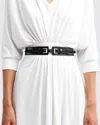 Belle & Bloom London Fog Leather Waist Belt In Black