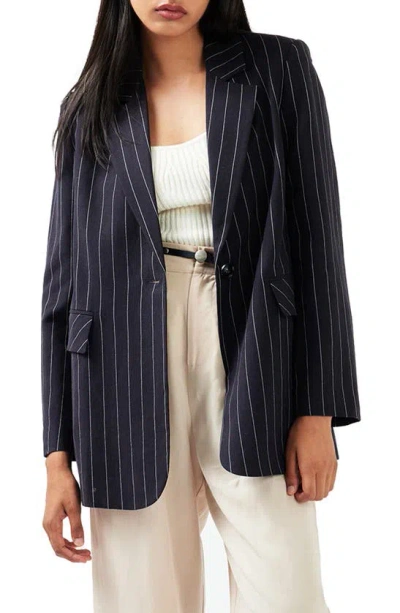 Belle & Bloom Love & Mercy Oversize Pinstripe Blazer In Navy