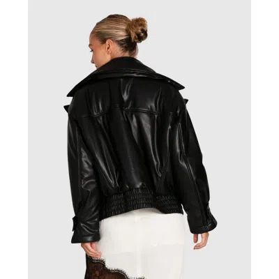Belle & Bloom Love Drunk Leather Bomber In Black
