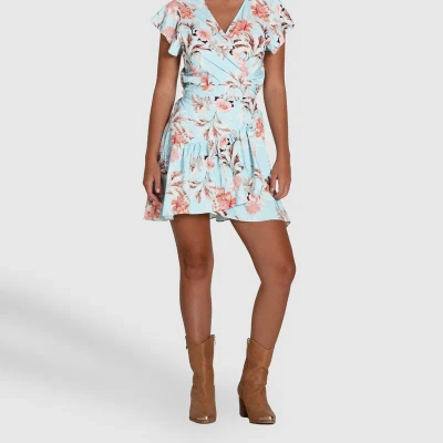 Belle & Bloom Love Shack Mini Wrap Dress In Blue