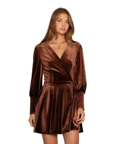 Belle & Bloom Loved You First Velvet Mini Dress In Dark Brown