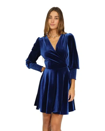 Belle & Bloom Loved You First Velvet Mini Dress In Navy